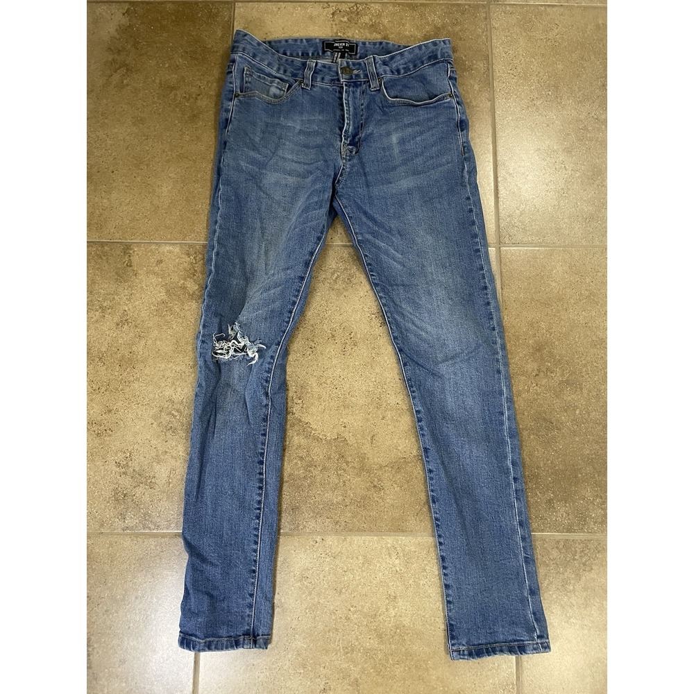 Forever 21 Men's Sz 29 Slim Fit Distressed Denim Jeans Blue Light Wash